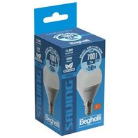 Lampadina Led Beghelli Sfera Saving E14 - 700 Lumen - 7W Lampadina Luce Fredda - 6500K