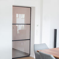Porte intérieure coulissante en verre, 102 x 220 cm, décor industriel noir - sans Softclose