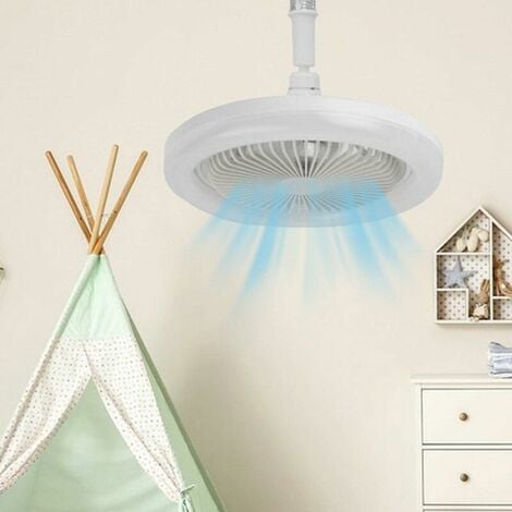 Ventilateur de plafond avec lumières et télécommande  Ventilateur de Plafond LED E27 A Variable  Ventilateurs de plafond silencieux 30W avec ventilateur mural intégré pour minuterie pour pièce,