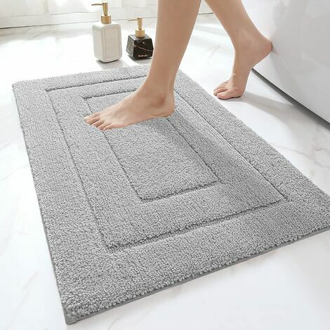 Tapis de douche antidérapant, tapis de douche en microfibre souple, lavable  à la machine absorbable, tapis de douche de salle de bain, 50 x 80 cm, gris