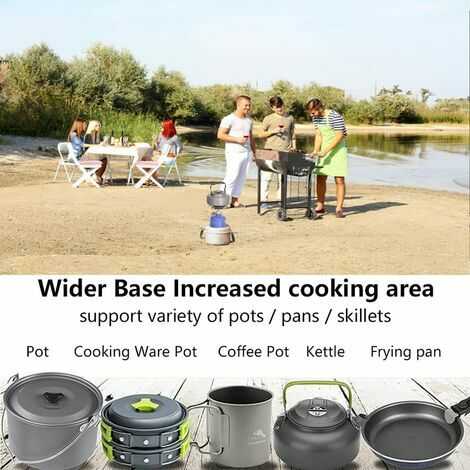 Kit de Casserole Camping, Mini Batterie Cuisine Camping avec Réchaud Camping,  1-4 Personne Portable Cuisson Cuisine Réchaud pour Extérieur  Randonnée/Pêche/Survie/Pique-Nique etc