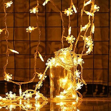20 LED Noël Ibello Guirlande lumineuse avec flocon de neige 2,3 mètres chambre décoration pour automne blanc chaud Halloween 
