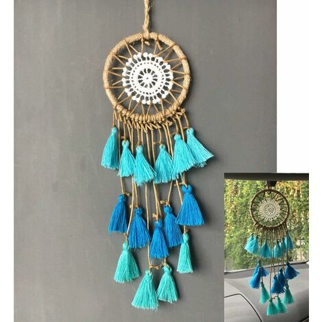 Mini Dream Catcher pour rétroviseur de voiture (Bleu) - DKSFJKL