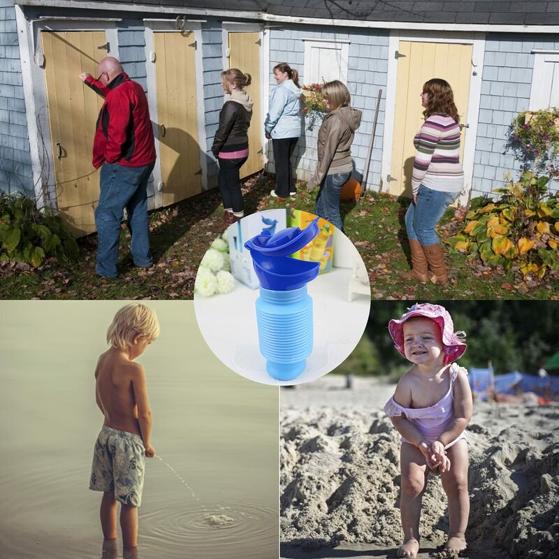 Urinoir Portable d'urgence Urinoir Rétractable pour Hommes Femmes Enfants Petit Pot à Urine Toilettes pour Camping Voyage Extérieur et Voiture,avec Sac de Rangement 
