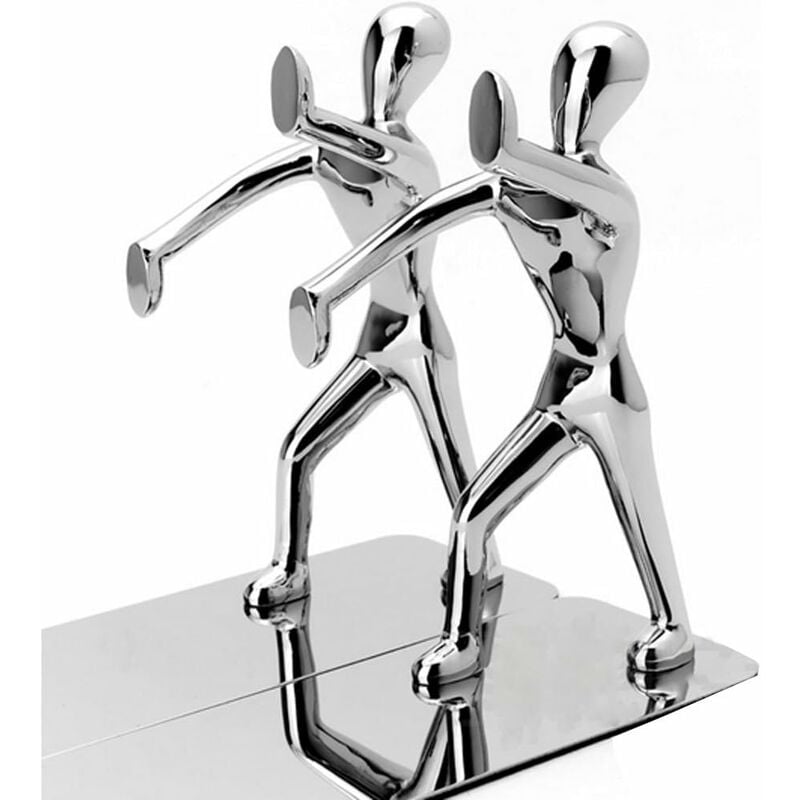 Paire De Serre-livres En Acier Inoxydable, En Forme D’hommes Pratiquant Le Kung-fu, Décoratifs, Tendance Et Créatifs, Pour Ranger Et Organiser Vos Livres à La Maison, Au Bureau, Dans Une Bibliothèque, 14 3
