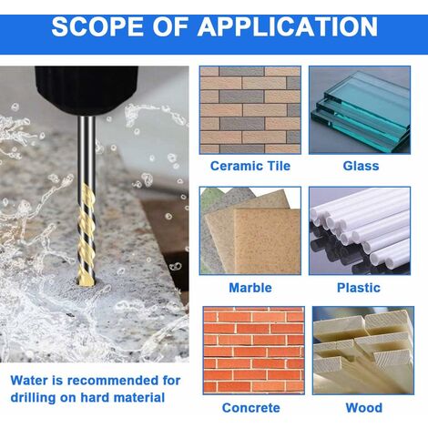 10Pcs 5-12 mm Diamond Coated Core Forets trou scie Verre Carrelage Céramique Marbre