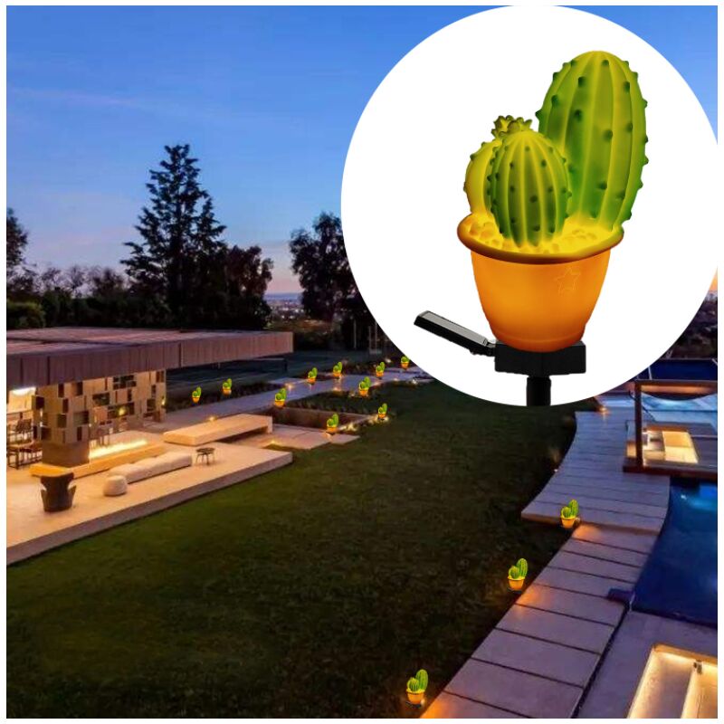 Lampe solaire d'extérieur LED plug-in cactus design jardin