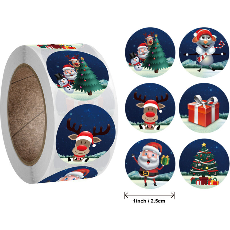 500 Étiquettes Autocollantes Merry Christmas Étiquette de Cercle de Noël  Autocollant d'Enveloppe 1,38 Pouces Décoration de Noël Adhésive avec Flocon