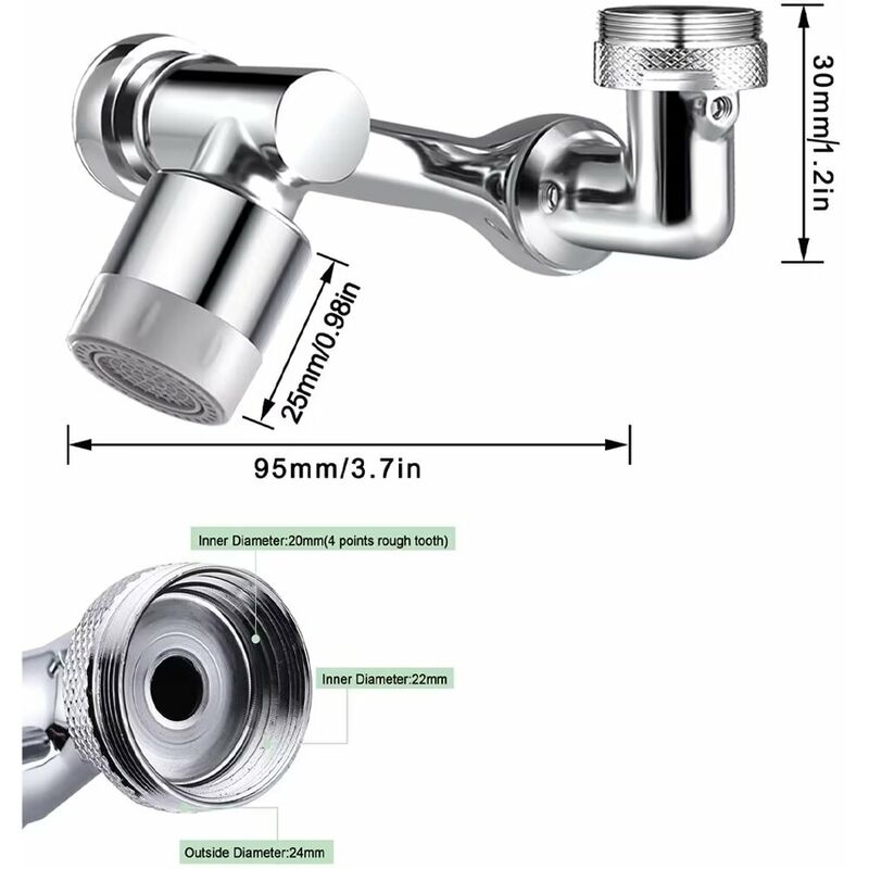 AéRateur De Robinet, RéGulateur De Jet à Tamis à éConomie DEau AéRateur De  Robinet Rotatif 1440° Avec Buse MéLangeuse 2 Jets, AéRateurs Universels  Pour Robinets De Cuisine Et De Salle De Bain 