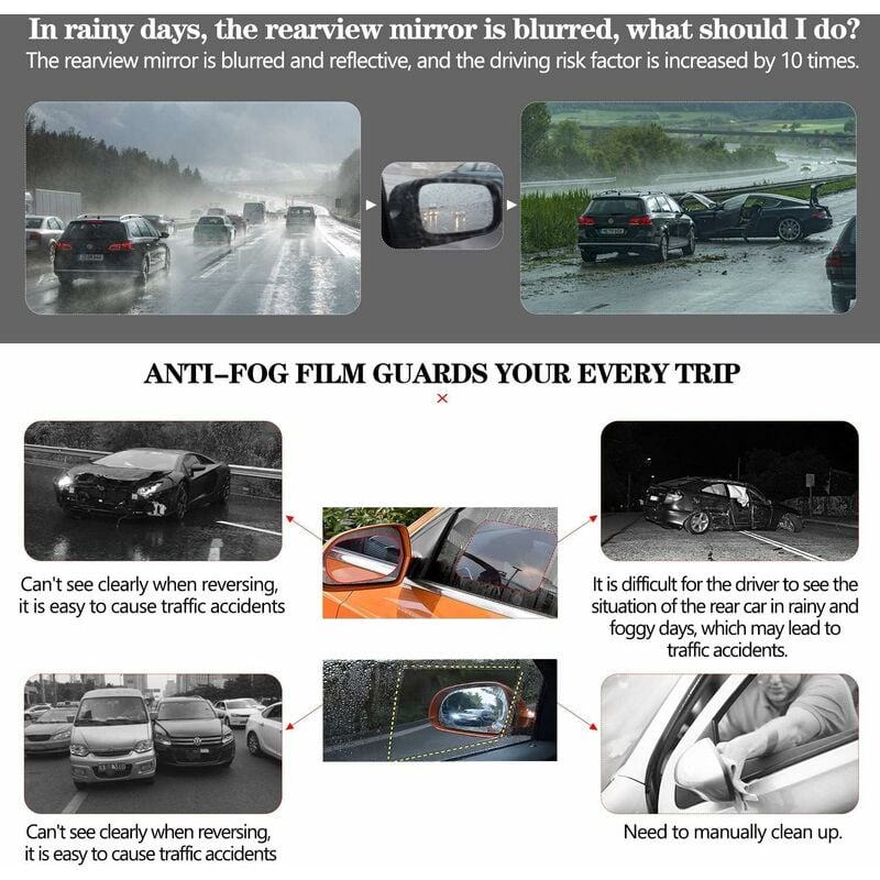 Pet Transparent autocollant voiture Rétroviseur Anti-Fog pluie