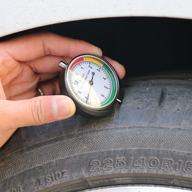 Jauge de profondeur de bande de roulement de pneu de voiture Testeur  Checker pour accessoires de dispositif de réparation de voiture (0-50 mm)  Matériel (1pc, argent) -z