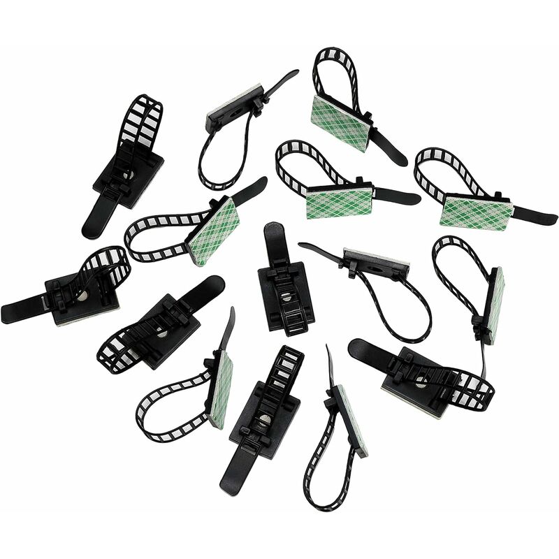 CCYKXA Lot de 50 clips de gestion de câbles auto-adhésifs (noir),  organisateurs de câbles, clips de fil, support de cordon pour TV, PC, câble  Ethernet