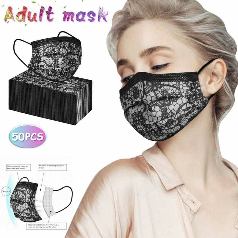 50pcs/pack Masques noirs Masque facial jetable Protection 3 - Temu