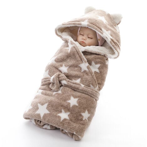 Couverture à capuche pour nouveau-né - Sac de couchage - Couverture d'hiver  chaude en polaire - Avec