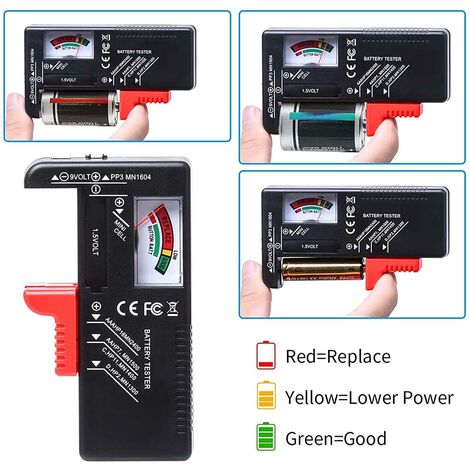 BR-Vie Testeur de Piles Universel,Testeur de Piles numérique,pour AA AAA C  D 9V Batteries à clé à clé 1.5Vcontrôleur de tension de batterie