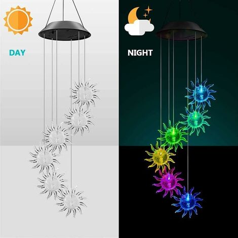 Carillon éolien, lumière solaire d'extérieur changeant de couleur - Carillon  éolien solaire - LED décoratif étanche - Pour terrasse, balcon, chambre à  coucher, fête, cour, fenêtre, jardin,ladacèe