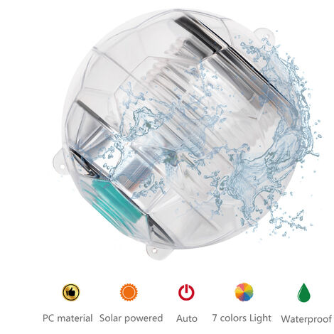 Lumière Piscine Solaire, Lumière LED Submersible Étanche 7 Couleurs  Changement Boule Lampe Solaire pour Bassin Jardin