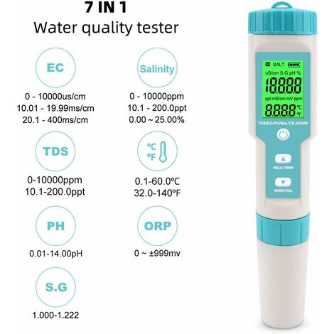 PH Mètre, Eletorot 4 en 1 Piscine pH Testeur Électronique PH Mètre TDS  Qualité de l'eau Mètre et ph Test pour Potable Aquariums Hydroponique  Piscine 
