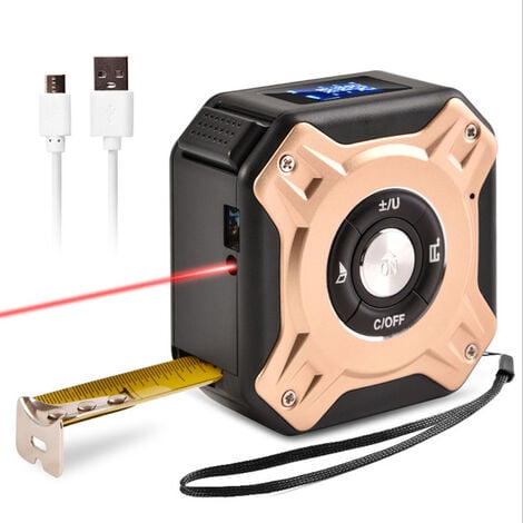 Télémètre Laser Meter 40M USB Télémètre Laser Numérique,2 IN 1 Mettre Laser  Mesurer LCD Numérique écran Mètre Laser Macaron