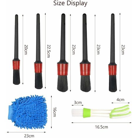 Brosse Nettoyage Voiture, 5 Pcs Jeu de Pinceaux à Détails Automatiques,  pour Le Nettoyage intérieur d'automobile, Tableau de Bord, B