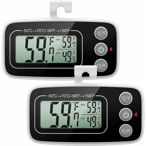 Thermomètre de Réfrigérateur,Triomphe 2Pcs Thermomètres de Congélateur  Numérique, Thermomètre de Frigo Amélioré avec Grand Ecran