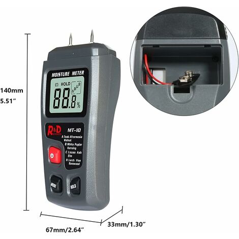 Testeur d'humidité du bois de matériaux de construction de l'humidimètre  détecteur de l'analyseur - Chine Mètres d'humidité, bois