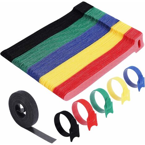 100PCS Attache Câble de Couleur, Réutilisables Serre Câble 150 mm