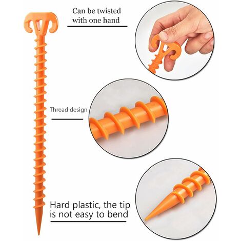 Lot de 8 piquets d'ancrage au sol à visser, 30,5 cm, piquets de tente  robustes avec poignée en T, clé hexagonale, crochet d'ancrage pour  trampoline
