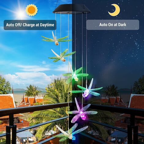 Carillon éolien, lumière solaire d'extérieur changeant de couleur - Carillon  éolien solaire - LED décoratif étanche - Pour terrasse, balcon, chambre à  coucher, fête, cour, fenêtre, jardin,ladacèe