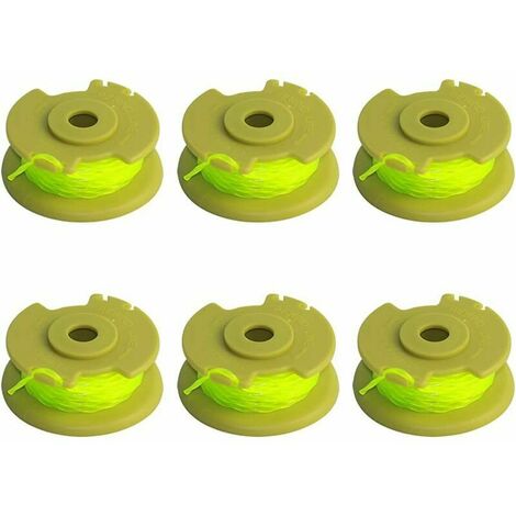6 Pièces Bobines de Fil de Coupe, Capuchon de Bobine de Coupe-Bordures,Diamètre du Ø 2 mm Bobine Fil Coupe Bordure pour Ryobi 18v 24v 40v, AC80RL3,vert，Fonepro