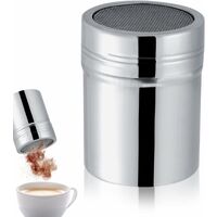 Saupoudreuse à Sucre Glace, Saupoudreuse à Epices en Acier Inoxydable Shaker à Chocolat Tamiseur pour Cacao Epice Poudre Cappuccino Sucre,