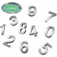 Numéro de métal stéréoscopique Fontainebleau Numéro de Plaque Moderne Maison Adresse de l'hôtel Hôtel Chiffres Plaque d'autocollant Signe (0-9, Un pour Chaque numéro)10pcs (silver)