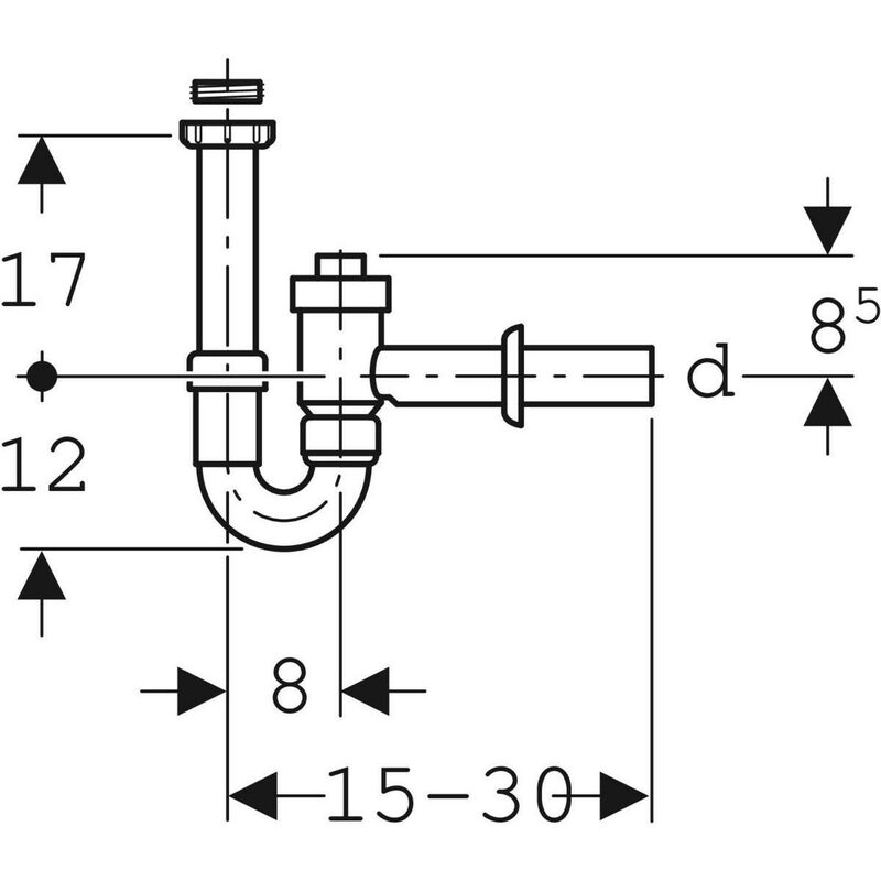 SIFONE LAVELLO PP 1BACINO ø40x1.1/2 bianco+VALV. 152.860.11.1