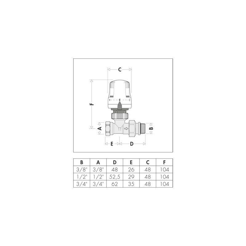 221 Valvola termostatica 1/2 1,52 m3/h CALEFFI per ferro 221402