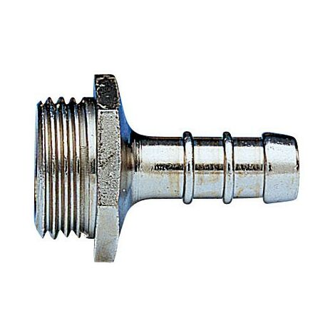 G0665 Raccordo portagomma per tubo UNI 7141-8 a maschio per G.P.L.  nichelato. Misura: 1/2