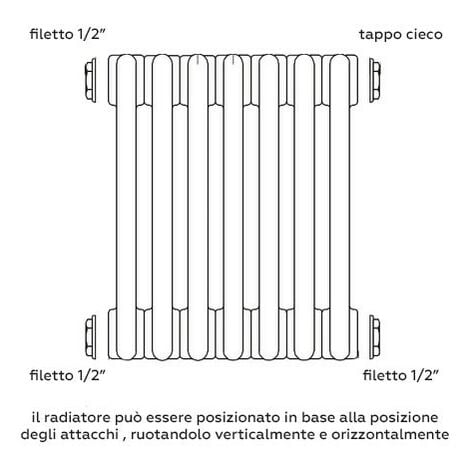 Radiatore tubolare multicolonna con tappi 3/2000 5 elementi 3 colonne  0Q0032000050000