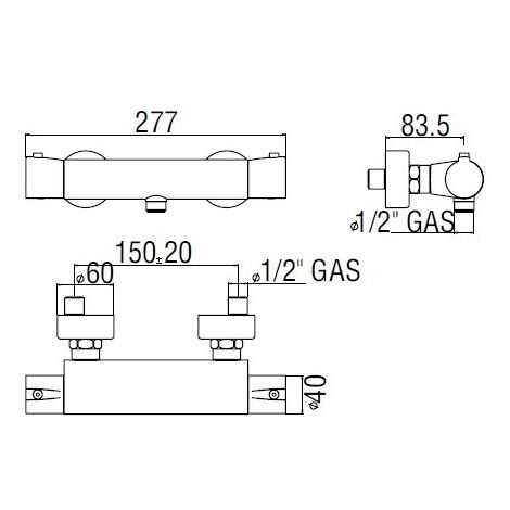 Nobili VV103030CR Acquaviva Miscelatore doccia termostatico a parete -  cromo