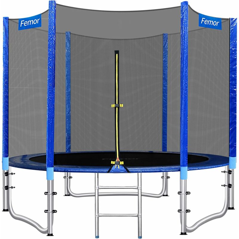 Cama elástica de Jardín Ø 244cm, Trampolín de Jardín, Juego Completo Postes Acolchados, Red de Seguridad, Escalera y Cubierta de Borde, Certificado TÜV GS, Resistente a la Intemperie