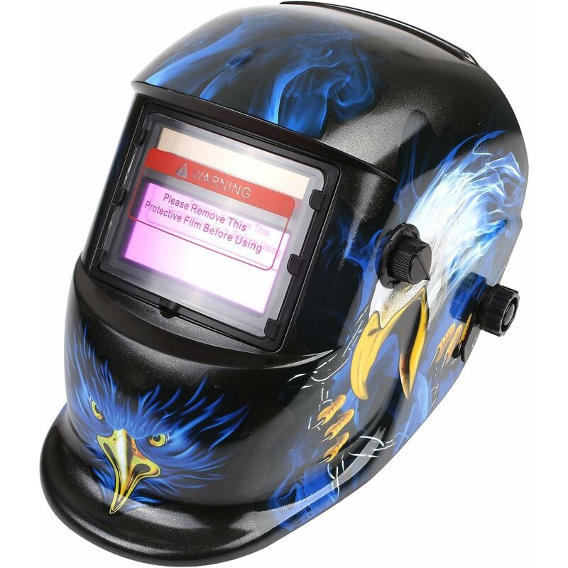 Careta Soldar Automática, Careta Solar con Gran Visión de Trabajo, Casco de Soldadura, Diseño de Protección de Ojos, Color Completo, Botón Ajustable, Luminosidad de difusión(Halcón)