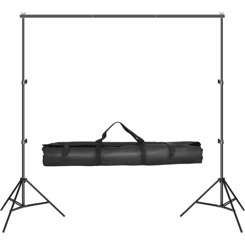 Fondo Fotográfico Backdrop con 2 x 3 m Soporte de Fondo + 1.6 * 2m Fondos (NegroBlanco) + 2 Pinzas + Bolsa de Transporte para Fotografía y Vídeo