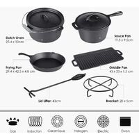 Horno holandés, juego de 7 piezas Horno holandés en hierro fundido (3.8L),  con caja de