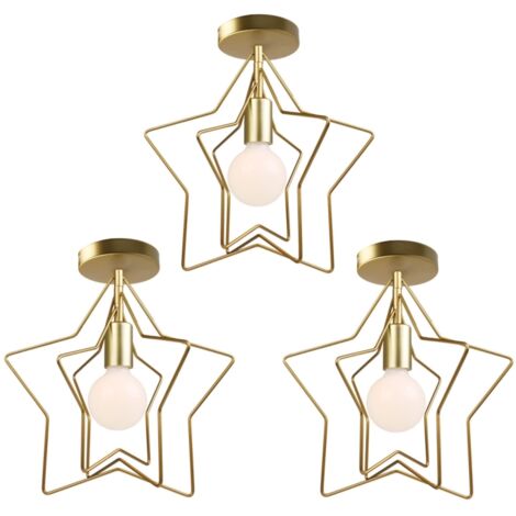 3 Piezas Lamparas de Techo Vintage Plafón Interior Aplique Techo Estrella DIY Dorada Para Sala de Estar Cocina Dormitorio Pasillo (1/5)