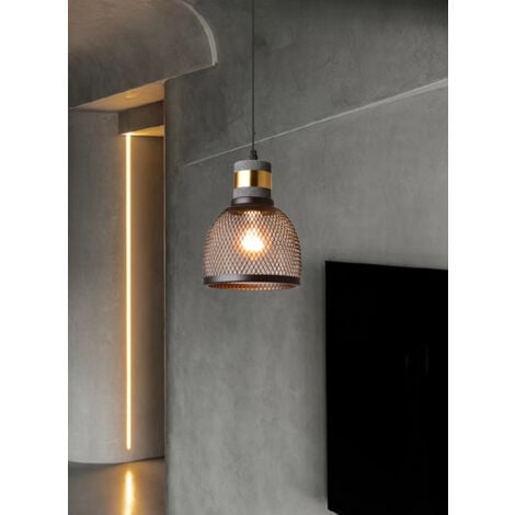 Lámpara Colgante de Techo Industrial Retro Iluminación Colgante Diseño Geométrico de Jaula Metal Ø15CM