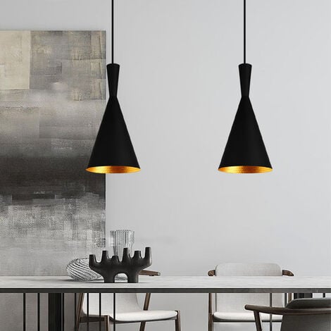 3 Piezas Lámpara Colgante Moderna Nórdica E27 Lámpara de Techo de Metal para Cocina Dormitorio Cafetería Bar Negro