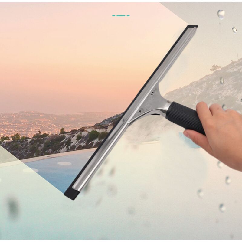 elegantstunning Vetro tergivetro t-Shaped Wiper Cleaning Tools New 304 in Acciaio Inox e Gomma per Doccia Bagno Specchio Finestra 