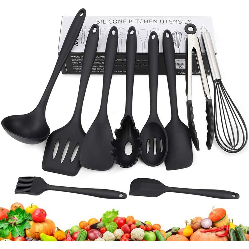 XianzhanEU - 10 cucchiai da cucina in silicone, per riporre utensili da cucina, tavolo da pranzo, antiscivolo, colore: verde/blu/rosso/arancione/giallo 
