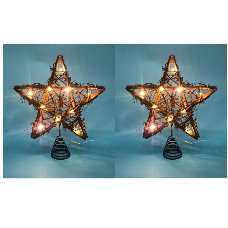 LAWOHO Albero di Natale a forma di stella in rattan Topper 10  Decorazioni stagionali per albero di Natale Adatto allalbero di Natale di dimensioni generali 