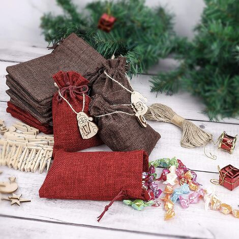 Sacchetti regalo per set di artigianato del calendario di Natale MIUTME 24 Calendari dell'Avvento Sacchetti di carta Natale Sacchetti regalo per festival fai da te per bambini 