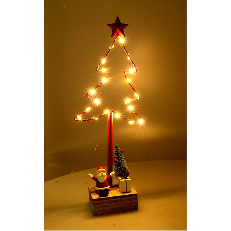 LED-Metallbaum mit rotem Weihnachtsmann cm7x15h39 | Dekofiguren