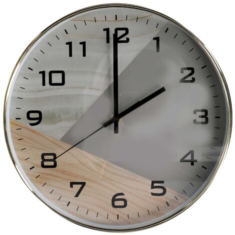 Rundes Armbanduhr aus Kunststoff mit Holzeffekt in Weiß und Grau, ø30,5 cm